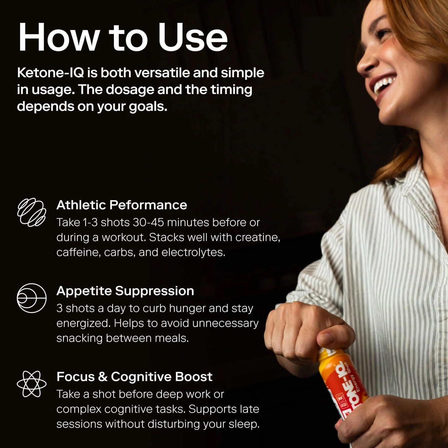 Ketone-IQ No Caffeine Performance Energy Shots – Ketone Fuel for Focus & Endurance, Metabolism Support, 10g Ketones, 24 Pack (Peach)