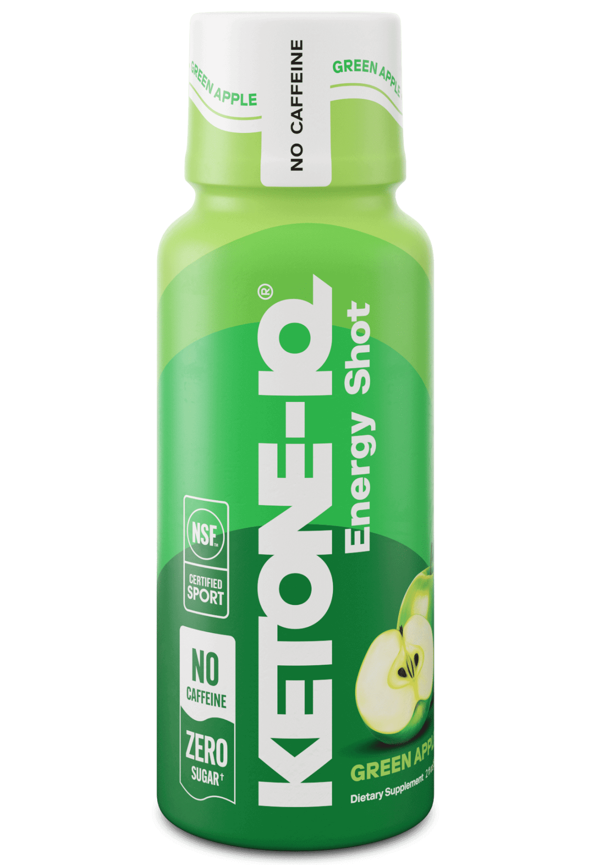 Ketone-IQ No Caffeine Exogenous Ketones Energy Shots - 24 Pack of Caffeine Free Energy Drinks with 10g Ketones - Sugar Free, Salt Free, and All Natural (Green Apple)