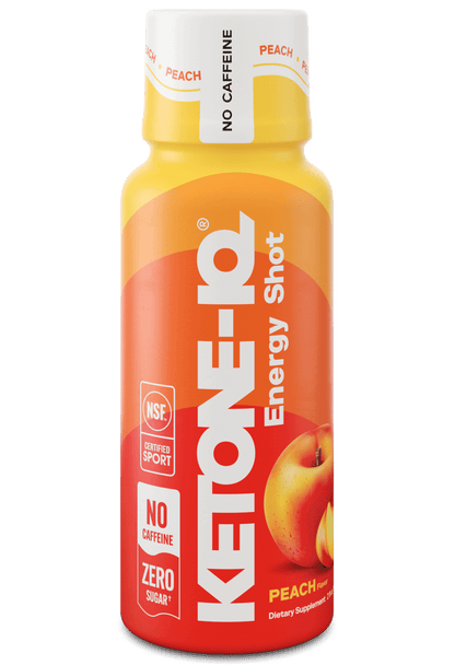 Ketone-IQ No Caffeine Performance Energy Shots – Ketone Fuel for Focus & Endurance, Metabolism Support, 10g Ketones, 24 Pack (Peach)