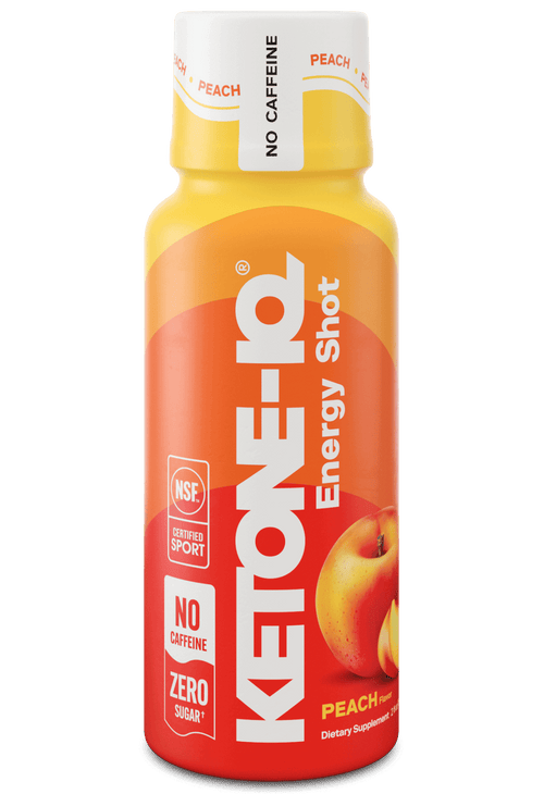 Ketone-IQ No Caffeine Performance Energy Shots – Ketone Fuel for Focus & Endurance, Metabolism Support, 10g Ketones, 24 Pack (Peach)