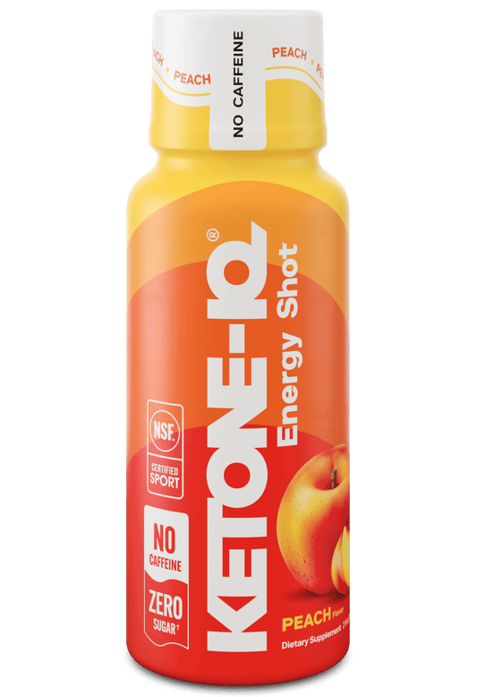 Ketone-IQ No Caffeine Performance Energy Shots – Ketone Fuel for Focus & Endurance, Metabolism Support, 10g Ketones, 24 Pack (Peach)