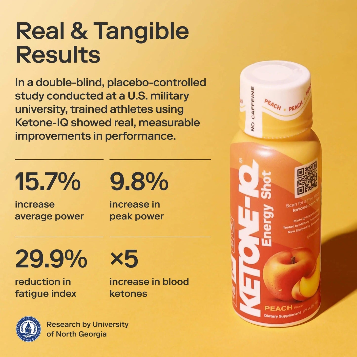 Ketone-IQ No Caffeine Performance Energy Shots – Ketone Fuel for Focus & Endurance, Metabolism Support, 10g Ketones, 24 Pack (Peach)